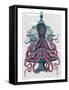 Pink Octopus in Cage-Fab Funky-Framed Stretched Canvas