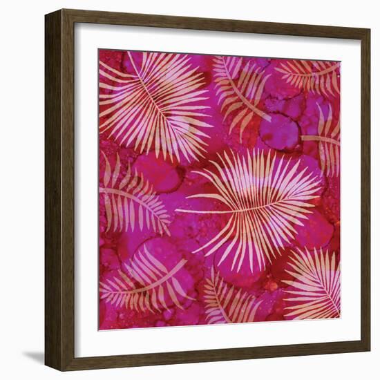 Pink Palm Fronds Pattern-Bee Sturgis-Framed Art Print