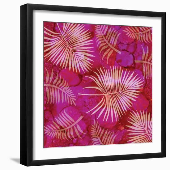 Pink Palm Fronds Pattern-Bee Sturgis-Framed Art Print