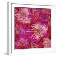 Pink Palm Fronds Pattern-Bee Sturgis-Framed Art Print