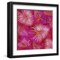 Pink Palm Fronds Pattern-Bee Sturgis-Framed Art Print