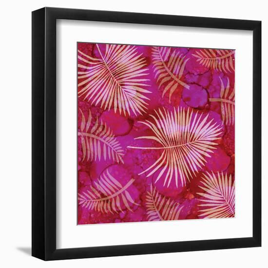 Pink Palm Fronds Pattern-Bee Sturgis-Framed Art Print