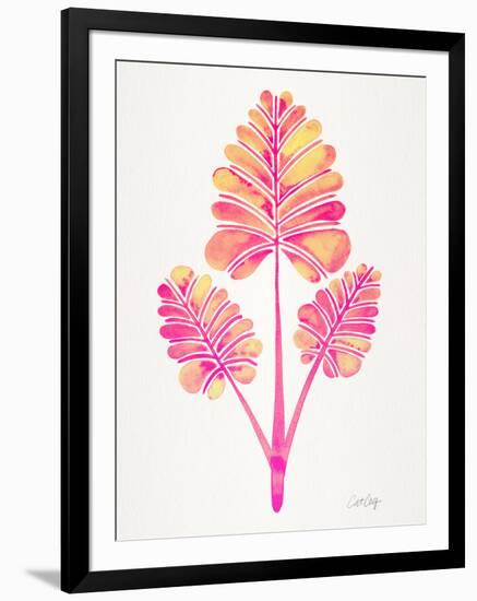 Pink Palm Leaf Trifecta-Cat Coquillette-Framed Art Print