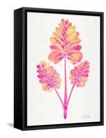 Pink Palm Leaf Trifecta-Cat Coquillette-Framed Stretched Canvas