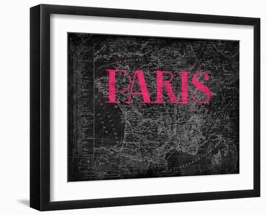 Pink Paris Map-Jace Grey-Framed Art Print