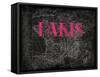 Pink Paris Map-Jace Grey-Framed Stretched Canvas