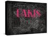 Pink Paris Map-Jace Grey-Stretched Canvas