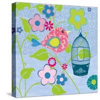 Pink Patterned Bird-Sandra Smith-Stretched Canvas