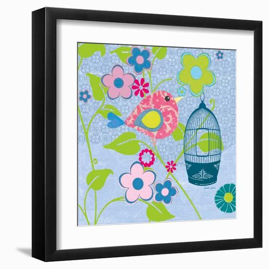 Pink Patterned Bird-Sandra Smith-Framed Art Print