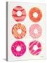 Pink Peach Donuts-Cat Coquillette-Stretched Canvas