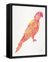 Pink Perched Parrot-Cat Coquillette-Framed Stretched Canvas