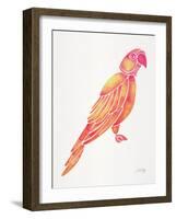 Pink Perched Parrot-Cat Coquillette-Framed Art Print