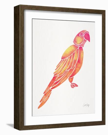 Pink Perched Parrot-Cat Coquillette-Framed Art Print