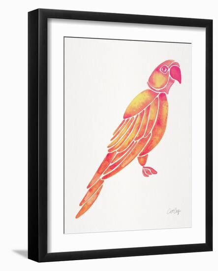 Pink Perched Parrot-Cat Coquillette-Framed Art Print