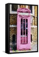 Pink Phone Booth - In the Style of Oil Painting-Philippe Hugonnard-Framed Stretched Canvas