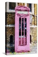 Pink Phone Booth - In the Style of Oil Painting-Philippe Hugonnard-Stretched Canvas