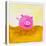 Pink Pig with Corkscrew Tail-null-Stretched Canvas