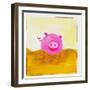 Pink Pig with Corkscrew Tail-null-Framed Premium Giclee Print