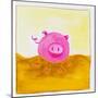 Pink Pig with Corkscrew Tail-null-Mounted Premium Giclee Print