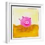 Pink Pig with Corkscrew Tail-null-Framed Giclee Print