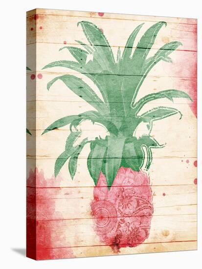 Pink Pineapple Henna-Jace Grey-Stretched Canvas