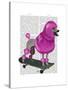 Pink Poodle and Skateboard-Fab Funky-Stretched Canvas