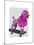 Pink Poodle and Skateboard-Fab Funky-Mounted Art Print
