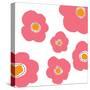 Pink Pop Flowers-Jan Weiss-Stretched Canvas