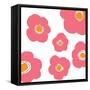 Pink Pop Flowers-Jan Weiss-Framed Stretched Canvas