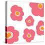 Pink Pop Flowers-Jan Weiss-Stretched Canvas