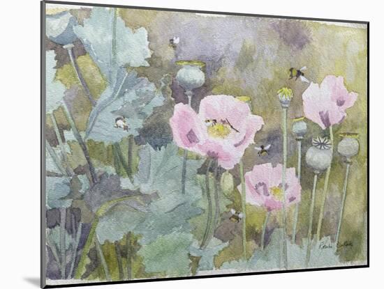 Pink Poppies with Bees-Rosalie Bullock-Mounted Giclee Print