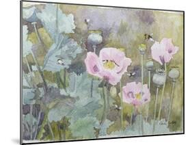 Pink Poppies with Bees-Rosalie Bullock-Mounted Giclee Print