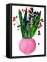 Pink pot , monoprint-Sarah Thompson-Engels-Framed Stretched Canvas