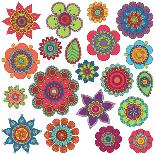 Collection of Doodle Style Flowers or Mandalas-Pink Pueblo-Art Print