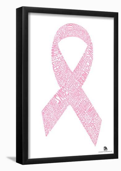 Pink Ribbon Breast Words Text Poster-null-Framed Poster