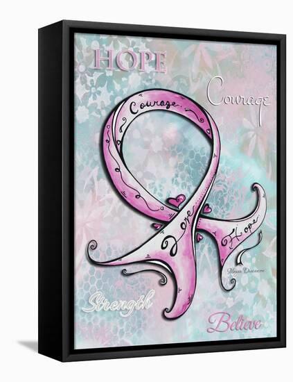 Pink Ribbon Hope-Megan Duncanson-Framed Stretched Canvas