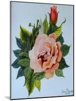 Pink Rose and Bud, 1986-Joan Thewsey-Mounted Giclee Print