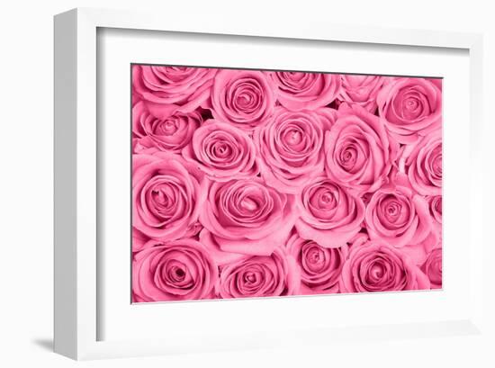 Pink Rose Bouqet-null-Framed Art Print