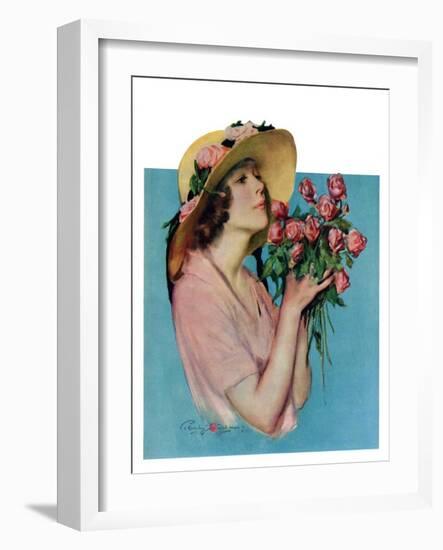 "Pink Rose Bouquet,"June 18, 1927-Penrhyn Stanlaws-Framed Giclee Print