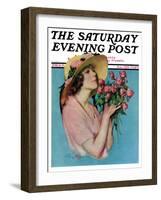 "Pink Rose Bouquet," Saturday Evening Post Cover, June 18, 1927-Penrhyn Stanlaws-Framed Giclee Print