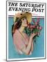 "Pink Rose Bouquet," Saturday Evening Post Cover, June 18, 1927-Penrhyn Stanlaws-Mounted Premium Giclee Print