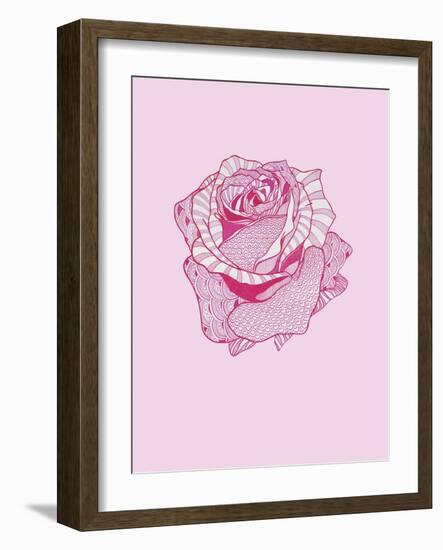 Pink Rose-Drawpaint Illustration-Framed Giclee Print