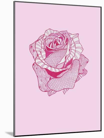 Pink Rose-Drawpaint Illustration-Mounted Giclee Print