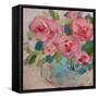 Pink Roses Abstract-Kristy Andrews-Framed Stretched Canvas