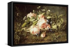 Pink Roses and Daisies-Adriana-johanna Haanen-Framed Stretched Canvas