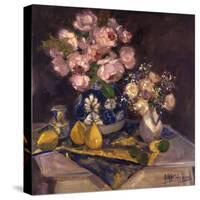 Pink Roses and Pears-Allayn Stevens-Stretched Canvas