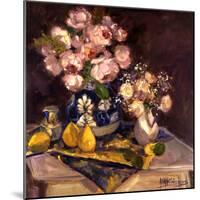 Pink Roses and Table Cloth-Allayn Stevens-Mounted Art Print