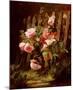 Pink Roses by a Garden Fence-Alfred-Frederic Lauron-Mounted Art Print