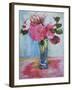 Pink Roses in a Blue Glass-Joan Thewsey-Framed Giclee Print