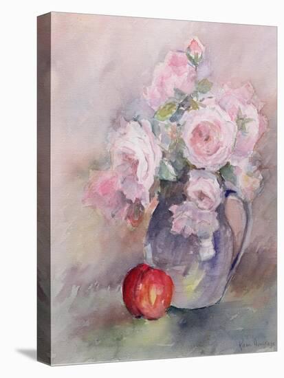 Pink Roses in a Blue Jug, 1994-Karen Armitage-Stretched Canvas
